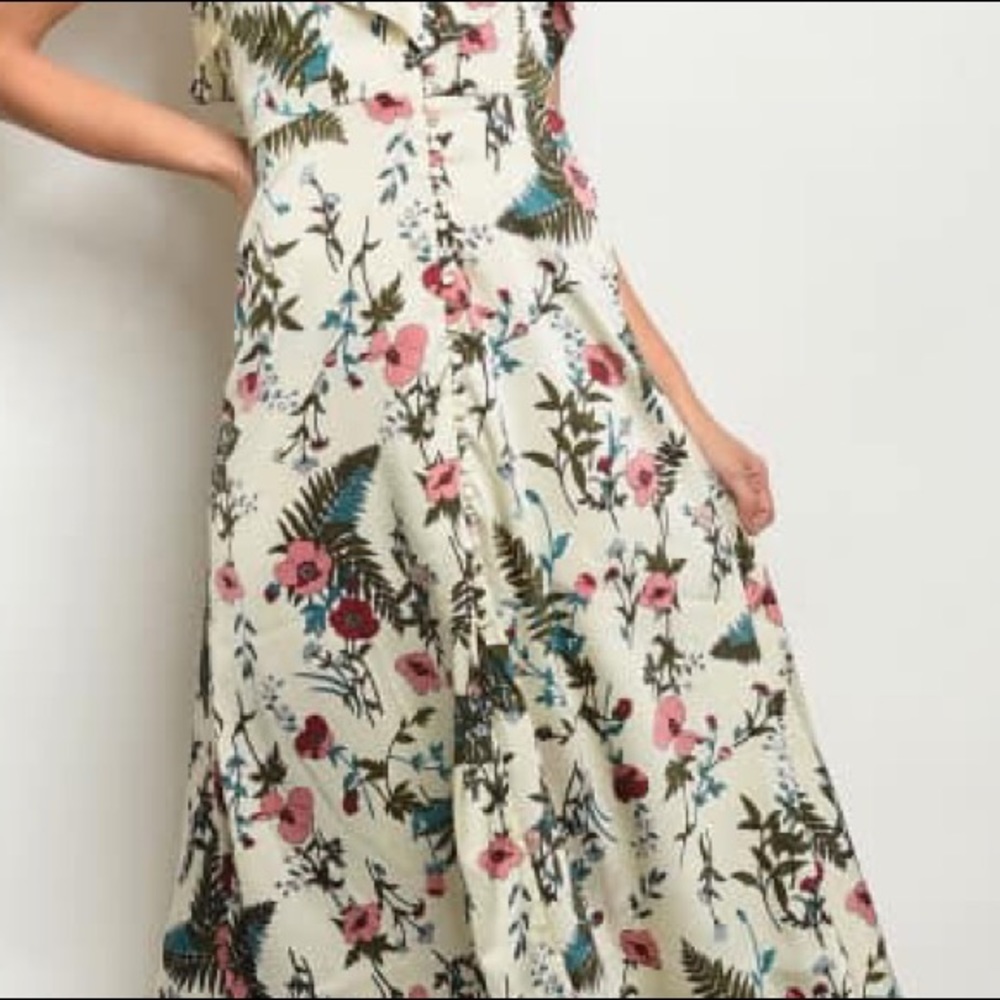 Tropical Floral Ivory Dress - Picture 4 of 5